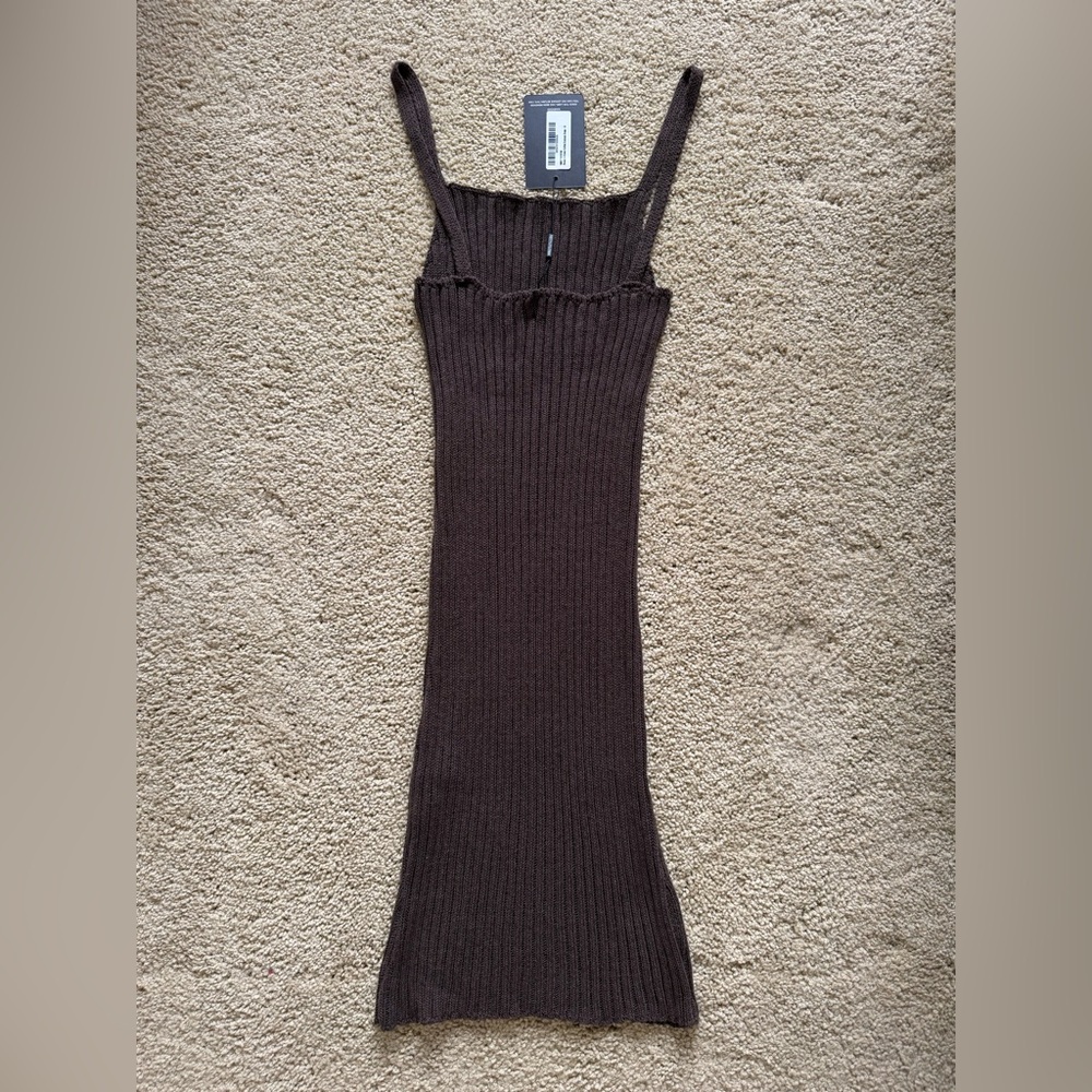 NWT - PrettyLittleThing - Chocolate Brown Knitted Bodycon Dress - US 6 | UK 10 - Picture 4 of 7